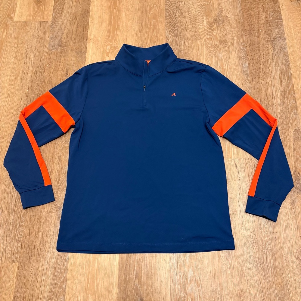 Redvanly Fulton 1/4 Zip Pullover Medium Blue Red Performance Stretch Golf